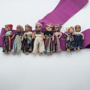 Colorful Handmade Doll Set with Purple Band